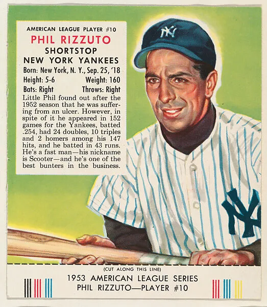 Phil Rizzuto, from the Red Man All-Star Team series (T233), issued by Red Man Chewing Tobacco — Red Man Chewing Tobacco