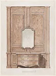 The Breakers: Dressing room (No. 7), wall pannelling with bureau and mirror — Ogden Codman, Jr.|Ogden Codman, Jr.
