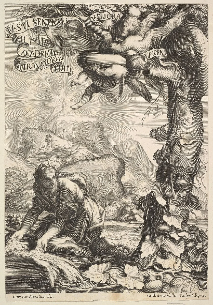 Frontispiece of Fasti Senenses — Guillaume Vallet|Carlo Maratti