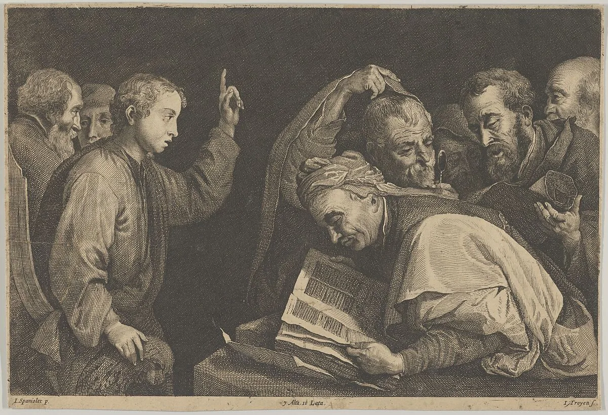 Young Christ Among the Doctors — Jan van Troyen|Jusepe de Ribera (called Lo Spagnoletto)