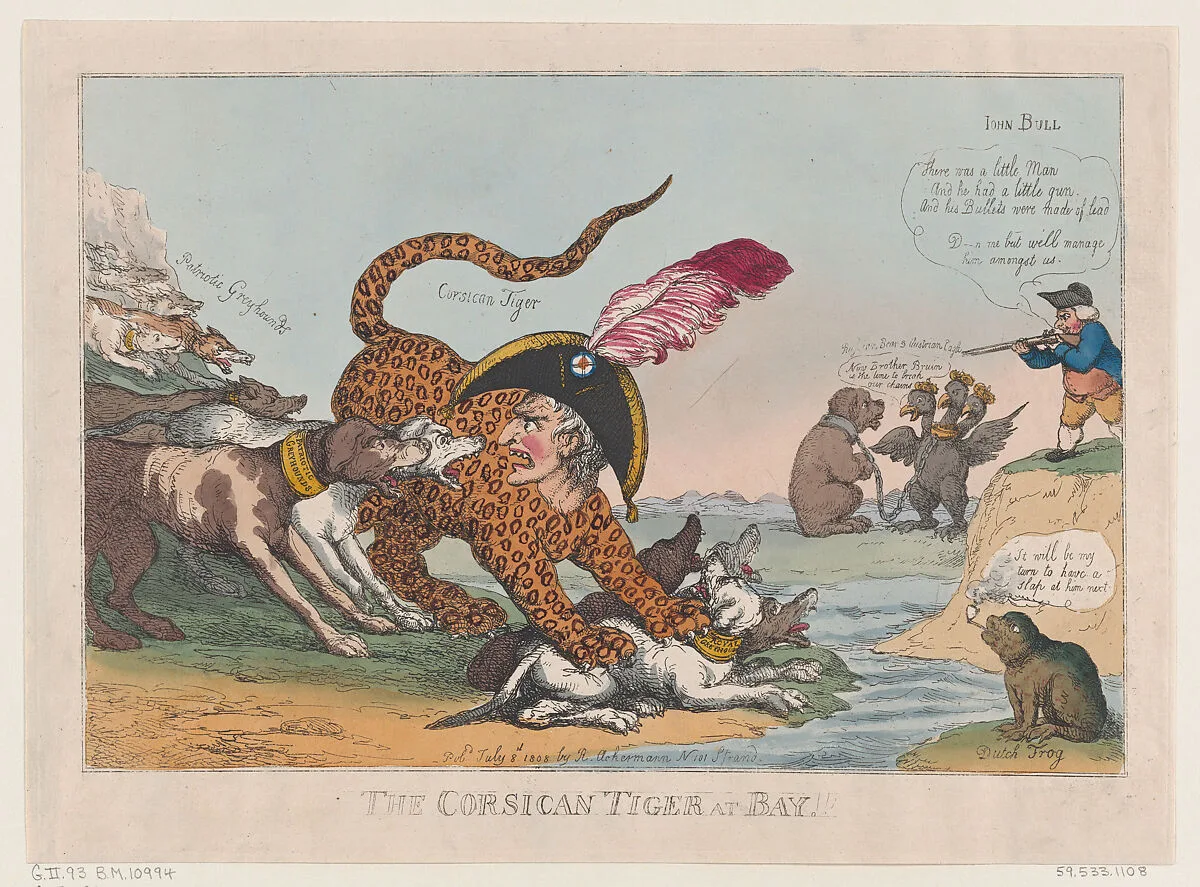 The Corsican Tiger at Bay! — Thomas Rowlandson|Rudolph Ackermann, London