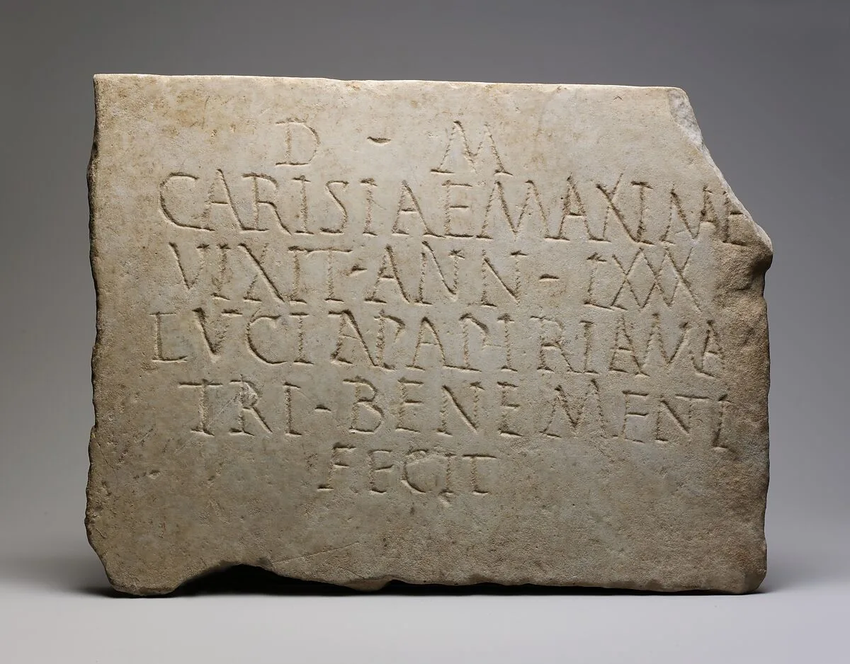 Marble funerary inscription — Unknown