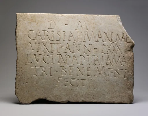 Marble funerary inscription