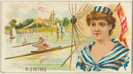 Rowing, from the Games and Sports series (N165) for Old Judge Cigarettes