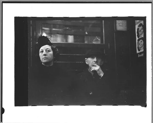 [Five 35mm Film Frames: Subway Passengers, New York City: Men and Women]