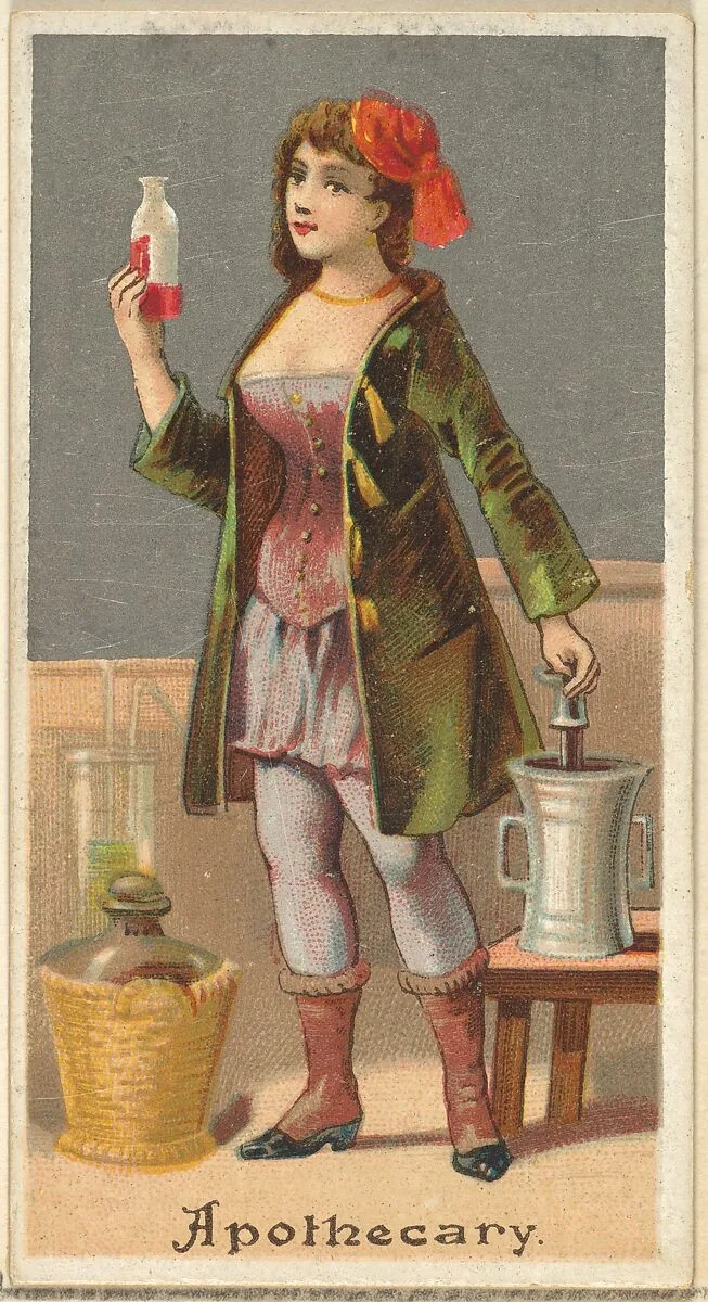 Apothecary, from the Occupations for Women series (N166) for Old Judge and Dogs Head Cigarettes — Goodwin & Company