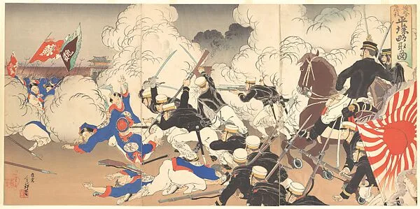 右田年英画 「向處無敵 平壌陥落」 「掩撃鏖殺 平壌略取の図」|The Fall of Pyongyang, from a series on the Sino-Japanese War — Migita Toshihide