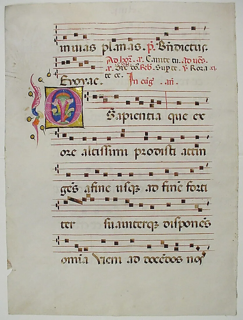 Manuscript Leaf with Initial O, from an Antiphonary — Unknown