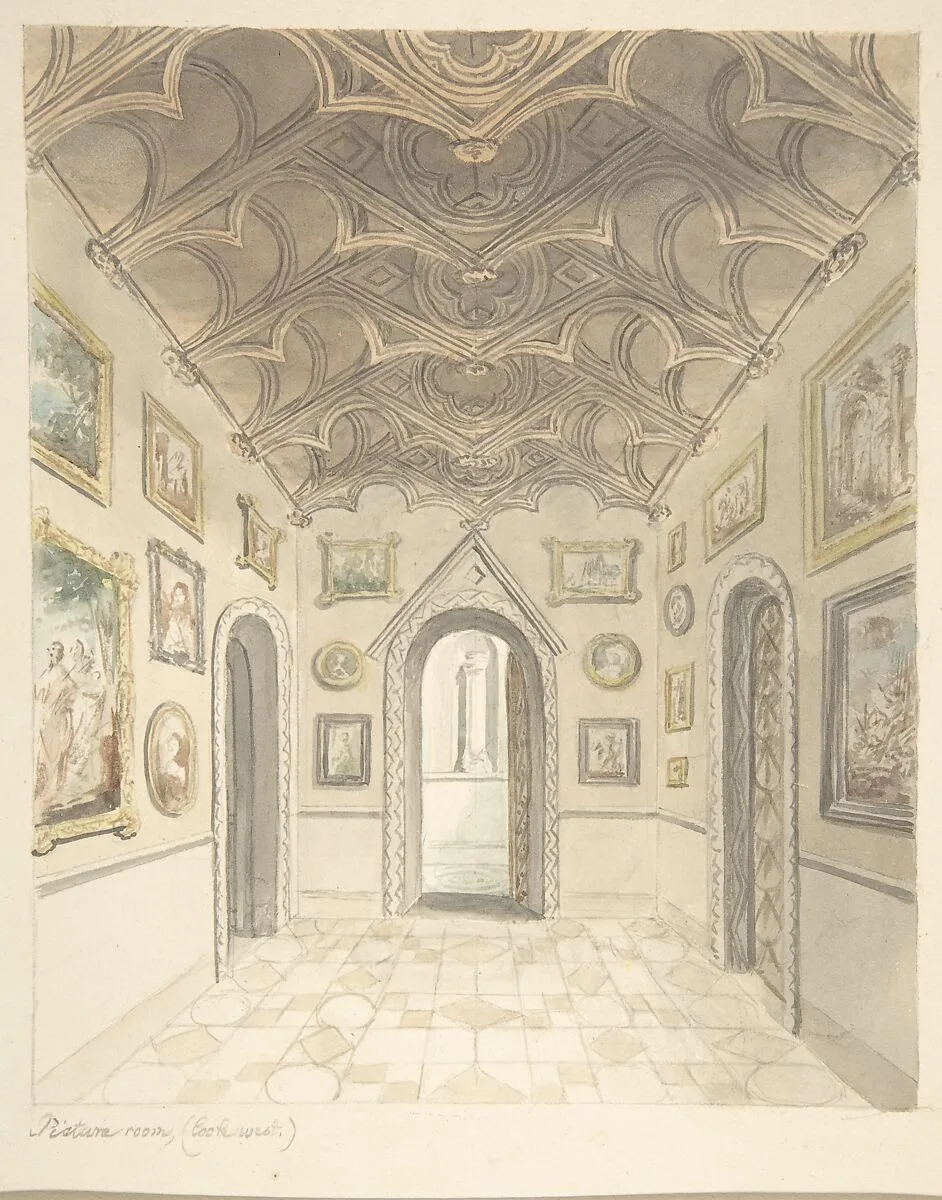 Lea Castle, Worcestershire, Picture Room, Looking West — John Carter