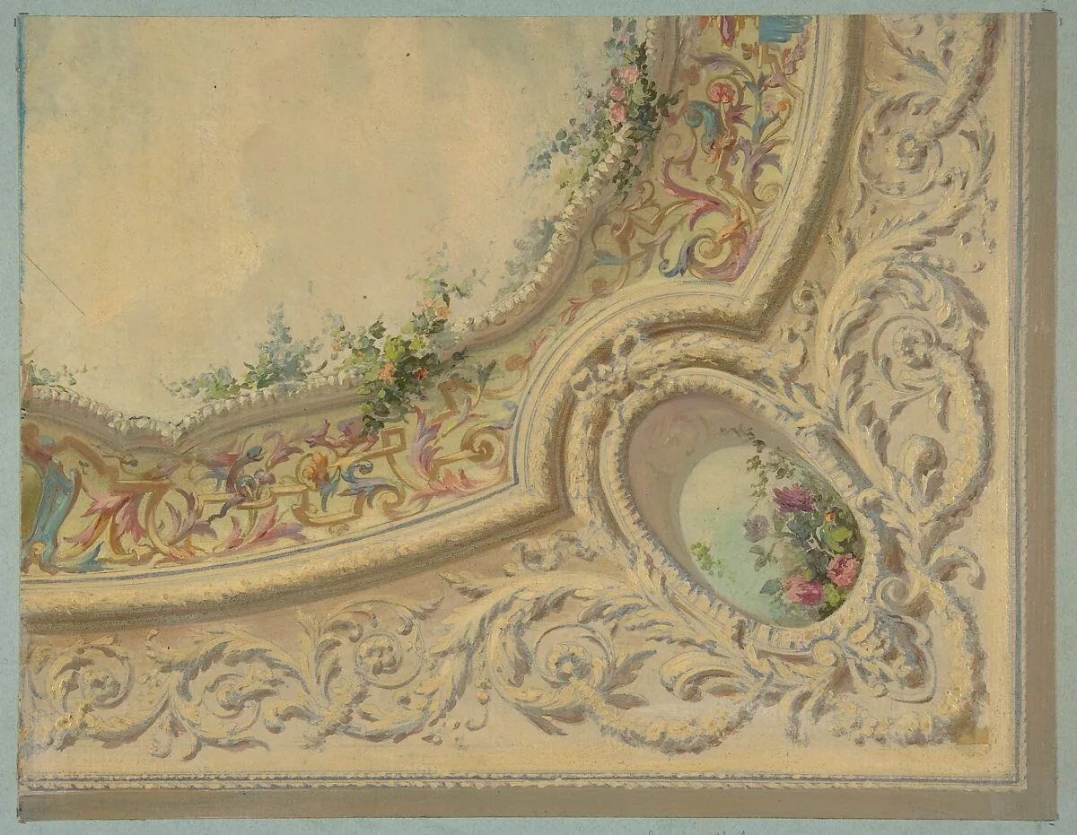 Design for the decoration of a ceiling in the house of Baron Malet, Jouy-en-Josas (Seine et Gise) — Jules-Edmond-Charles Lachaise|Eugène-Pierre Gourdet