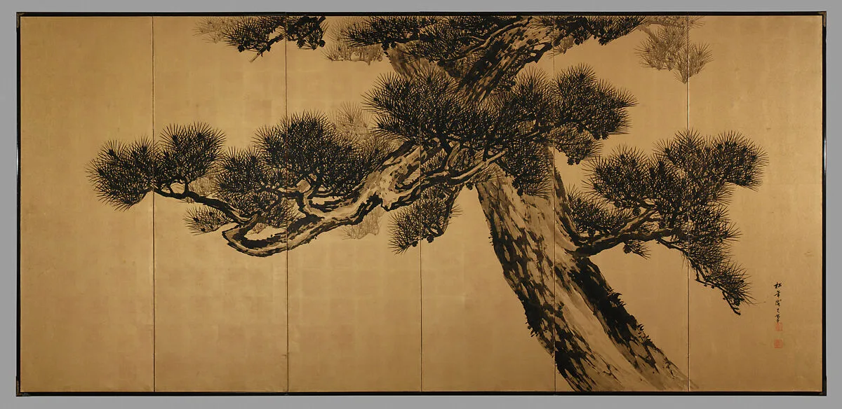 鈴木松年筆 老松図屏風|Aged Pines — Suzuki Shōnen 鈴木松年