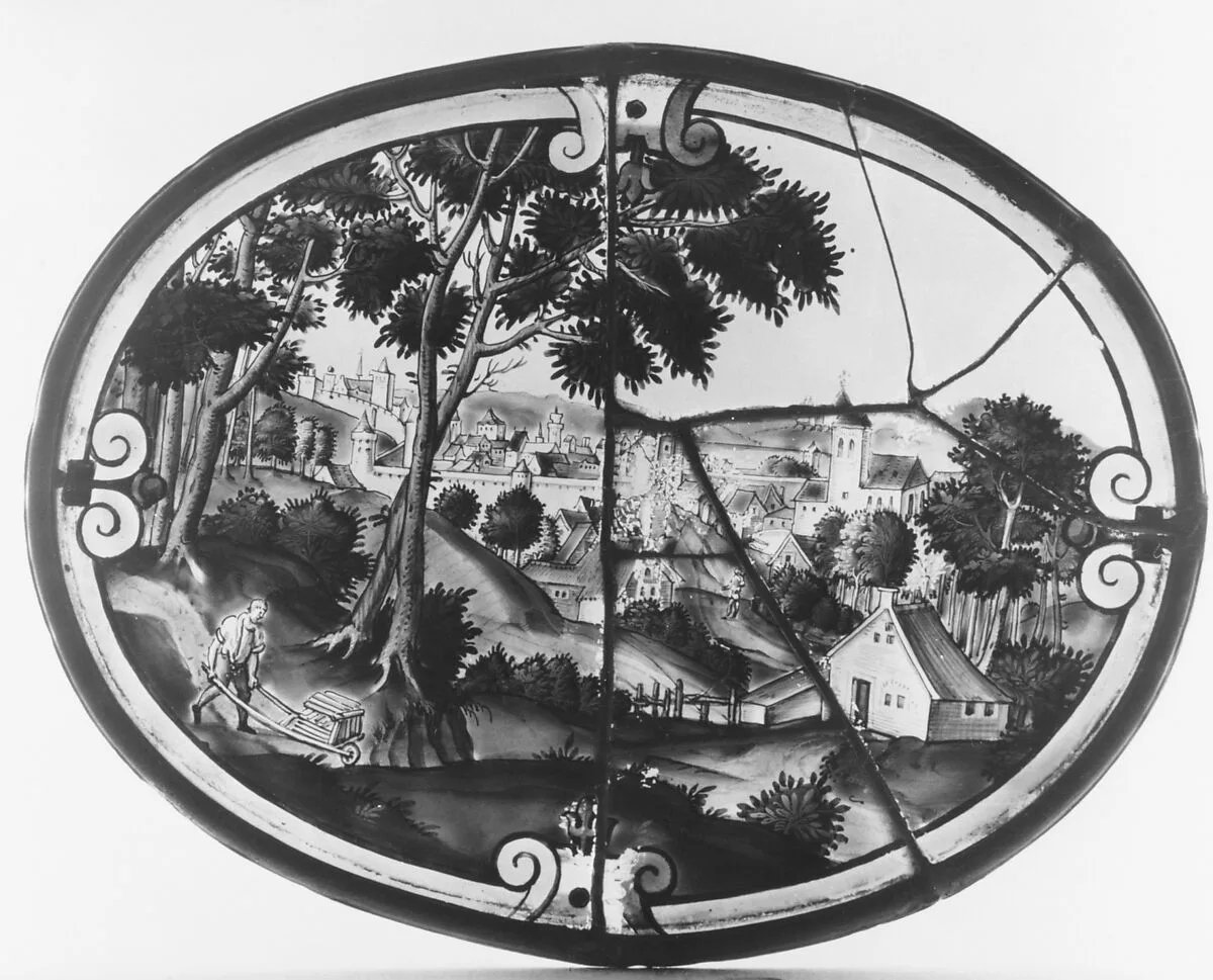Landscape with view of a town (one of three) — Christoph Murer