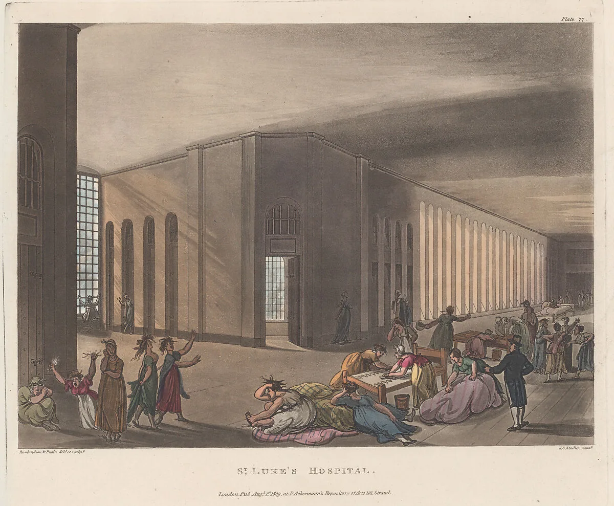 St Luke's Hospital — Joseph Constantine Stadler|Rudolph Ackermann, London|Auguste Charles Pugin|Thomas Rowlandson