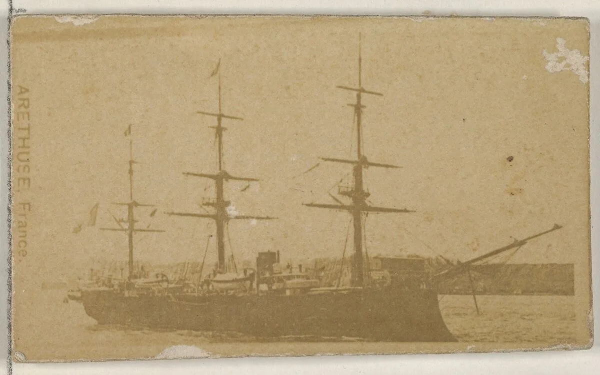 Arethuse, France, from the Famous Ships series (N50) for Virginia Brights Cigarettes — Allen & Ginter