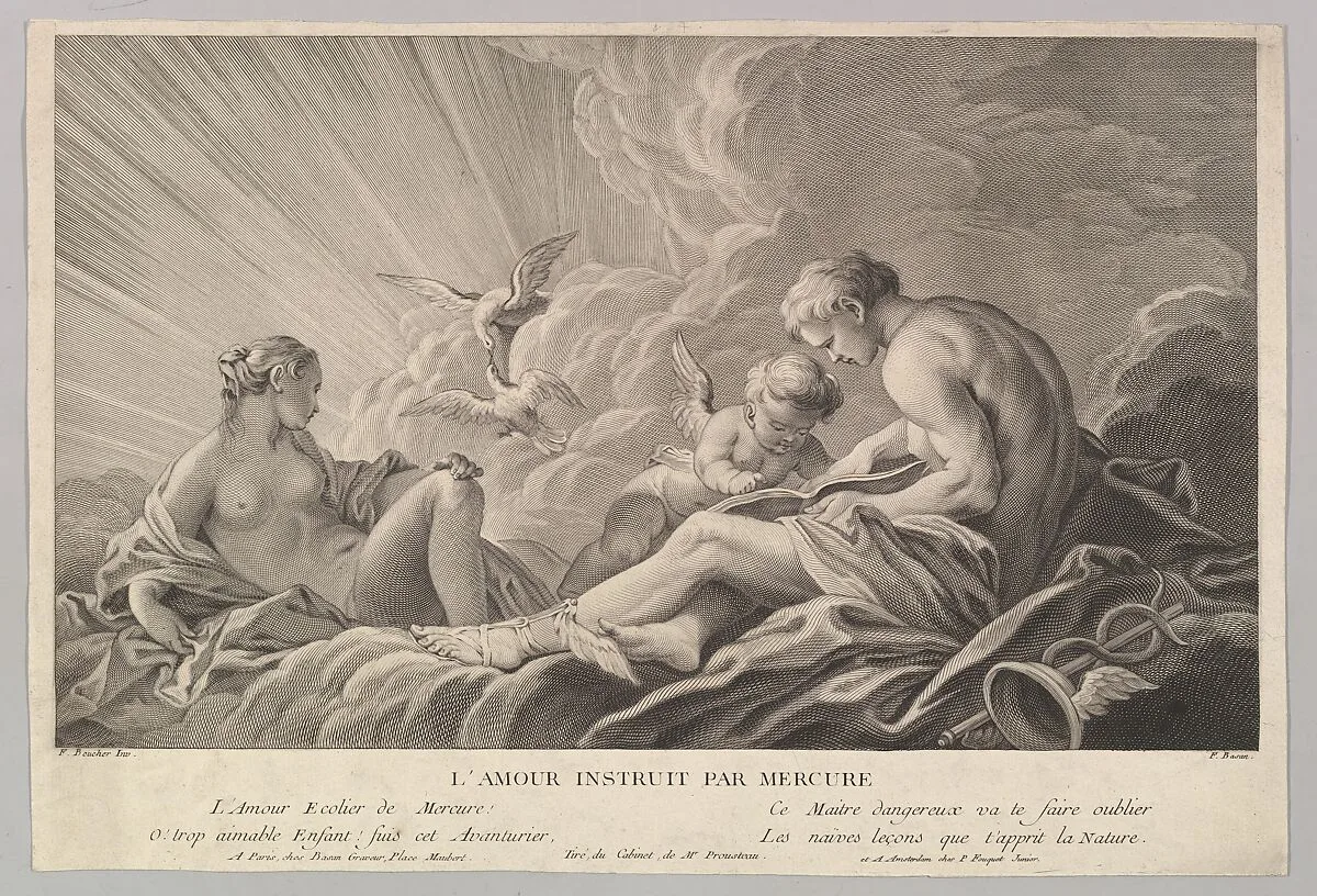 Cupid Instructed by Mercury — Pierre François Basan|François Boucher