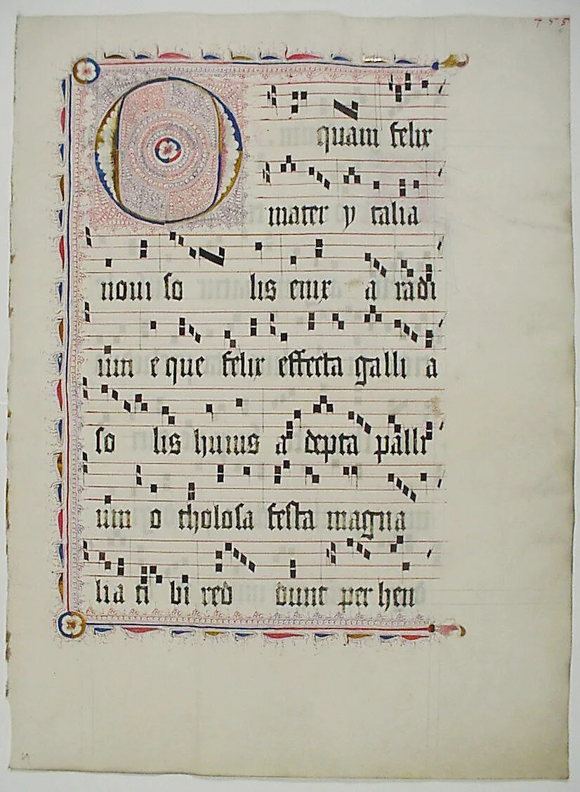 Manuscript Leaf with Initial O, from an Antiphonary — Unknown