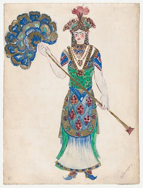 Costume Design for a Fan Bearer for the Ballet 'Coq d'Or', premiered at the Théâtre national de l’Opéra in Paris, 1924 — Natalia Goncharova