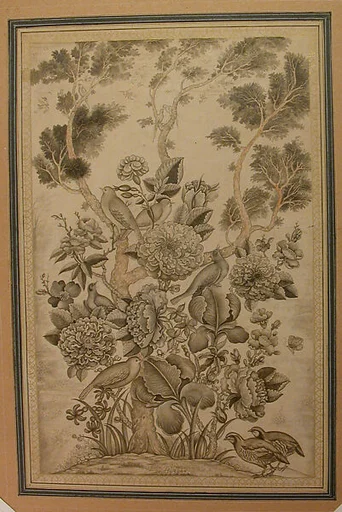Rose and Nightingale (gul-u-bul-bul) Drawing