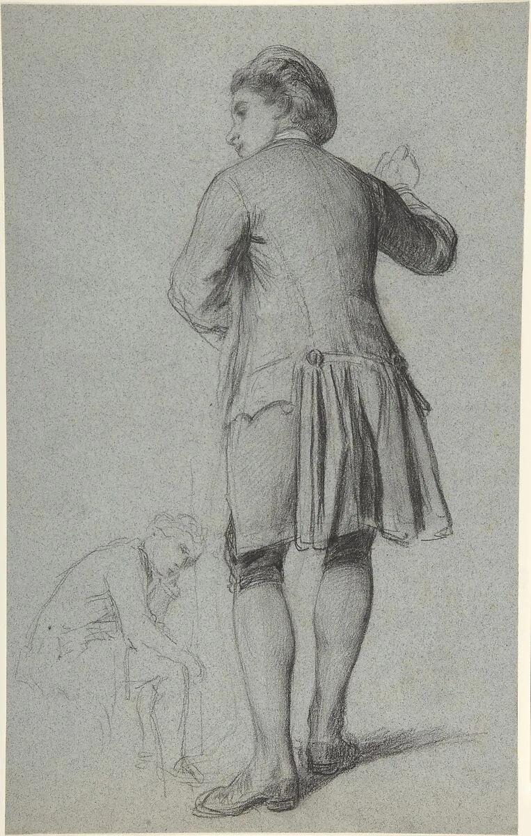 Study of a standing man knocking; sketch of a sitting man — François-Claudius Compte-Calix