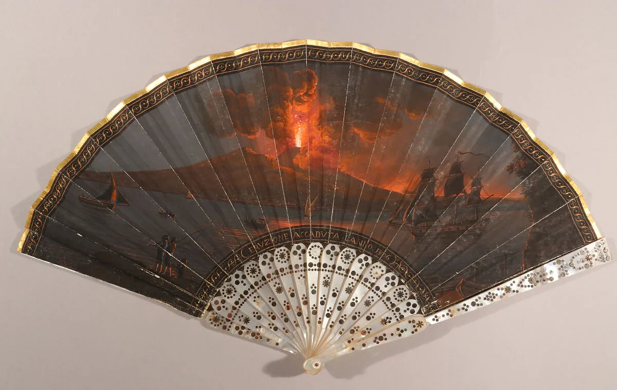 Folding Fan with a Representation of the 1806 Eruption of Mount Vesuvius — Unknown