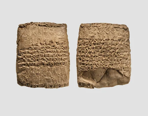 Cuneiform tablet case impressed with two cylinder seals, for cuneiform tablet 1983.135.5a: court deposition