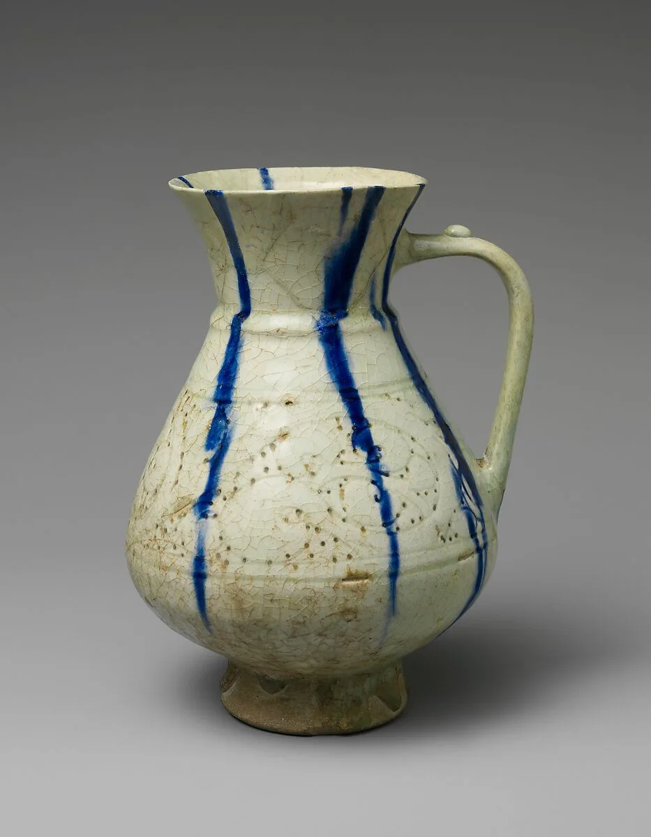 White Ewer with Blue Streaks — Unknown