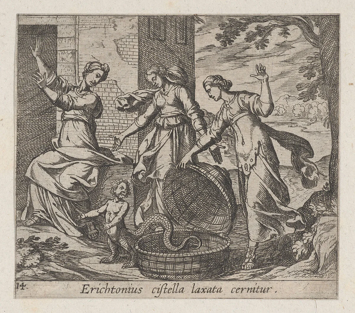 Plate 14: Erichthonius Released from his Basket (Erichtonius cistella laxata cernitur), from Ovid's 'Metamorphoses' — Antonio Tempesta