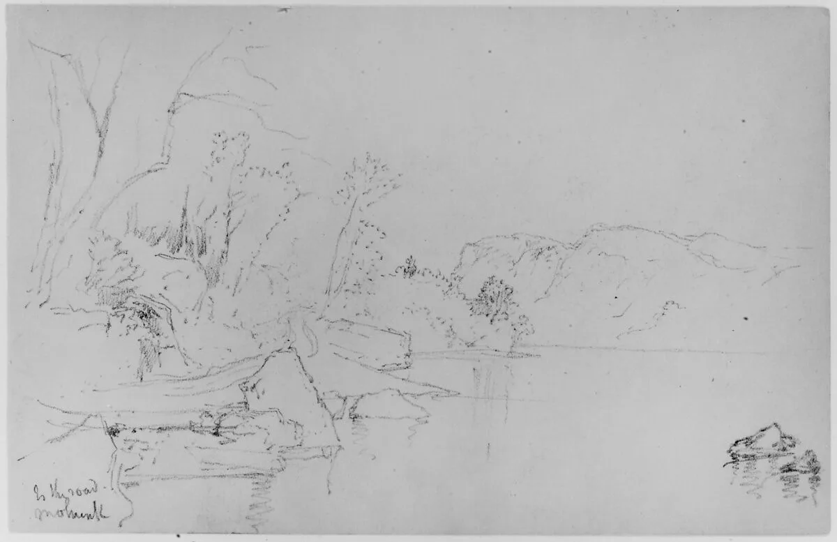 Study of Lake and Shore, Mohonk, 1871 (from Sketchbook) — Daniel Huntington
