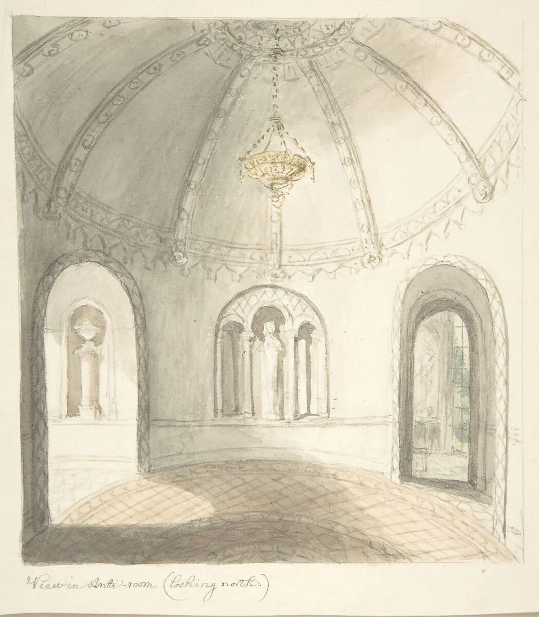 Lea Castle, Worcestershire, View in Ante-room, Looking North — John Carter
