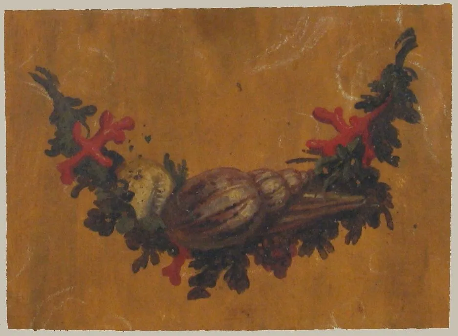 Design for Garland with Shells — Anonymous, French, 18th century