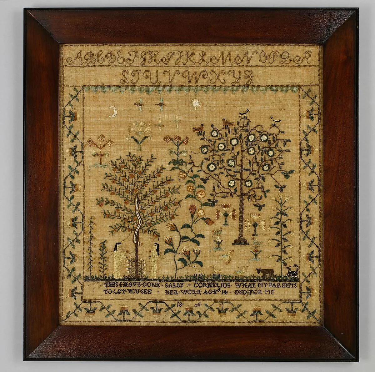 Embroidered sampler — Sally Cornelius