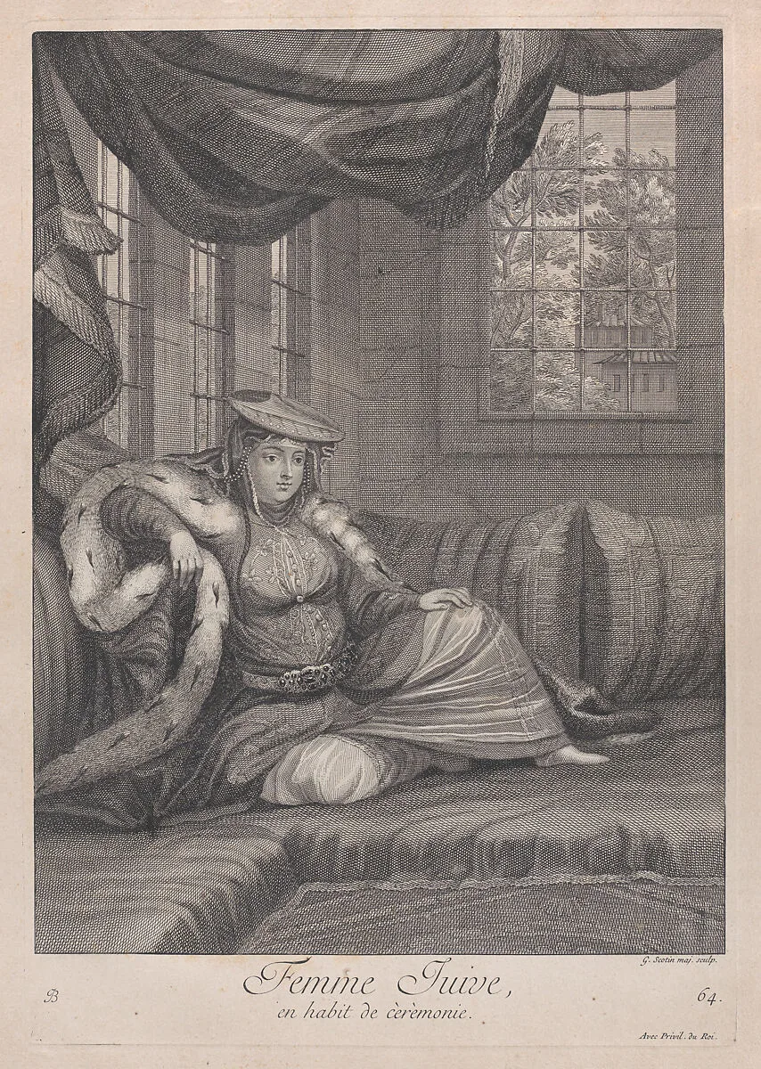 Femme Juive, en habit de cèrèmonie, plate 64 from "Recueil de cent estampes représentent differentes nations du Levant" — Jacques le Hay|Jean Baptiste Vanmour|Gérard Jean Baptiste Scotin I