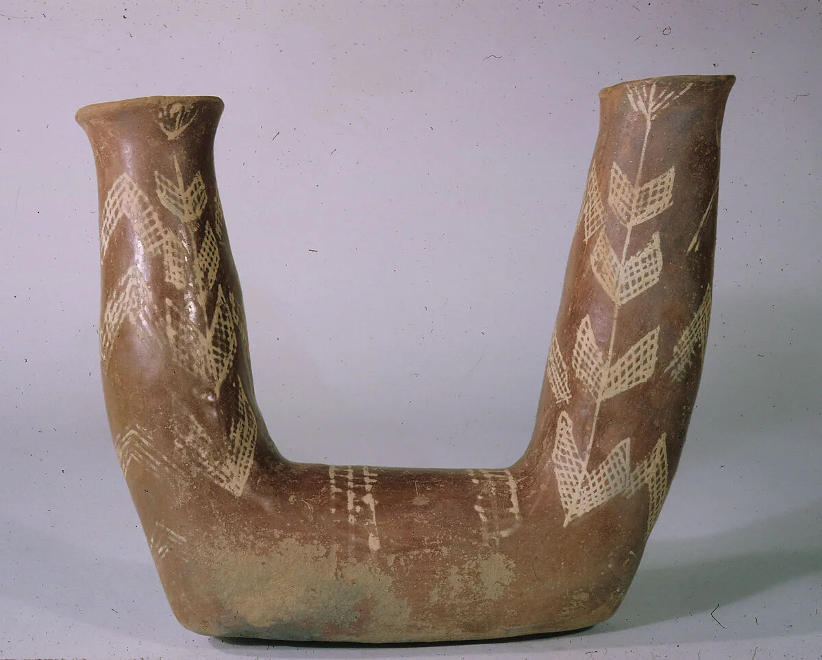 Double jar of white cross-lined ware — Unknown