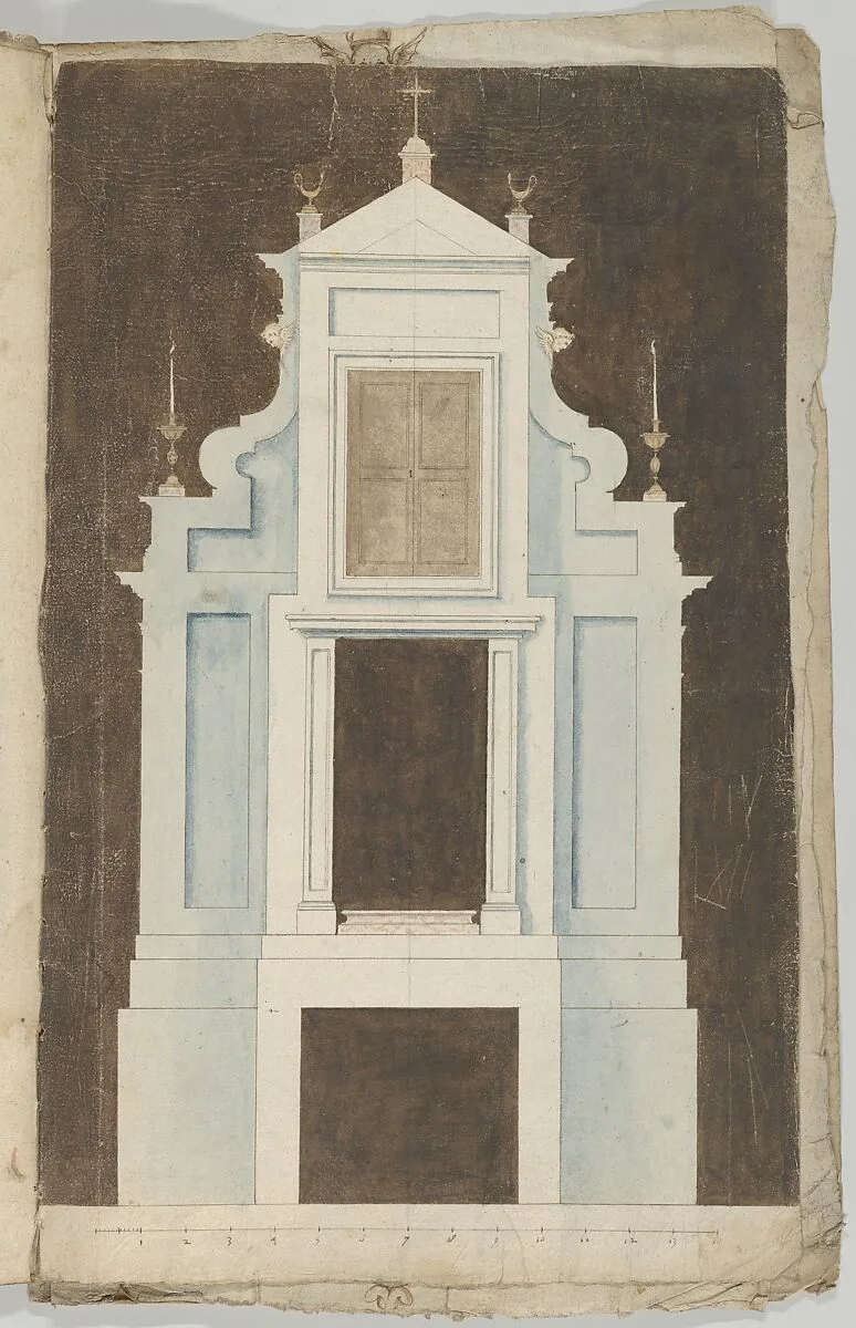 Design for an Altar or Wall Tomb in a Blue-Gray Stone — Anonymous, Flemish
