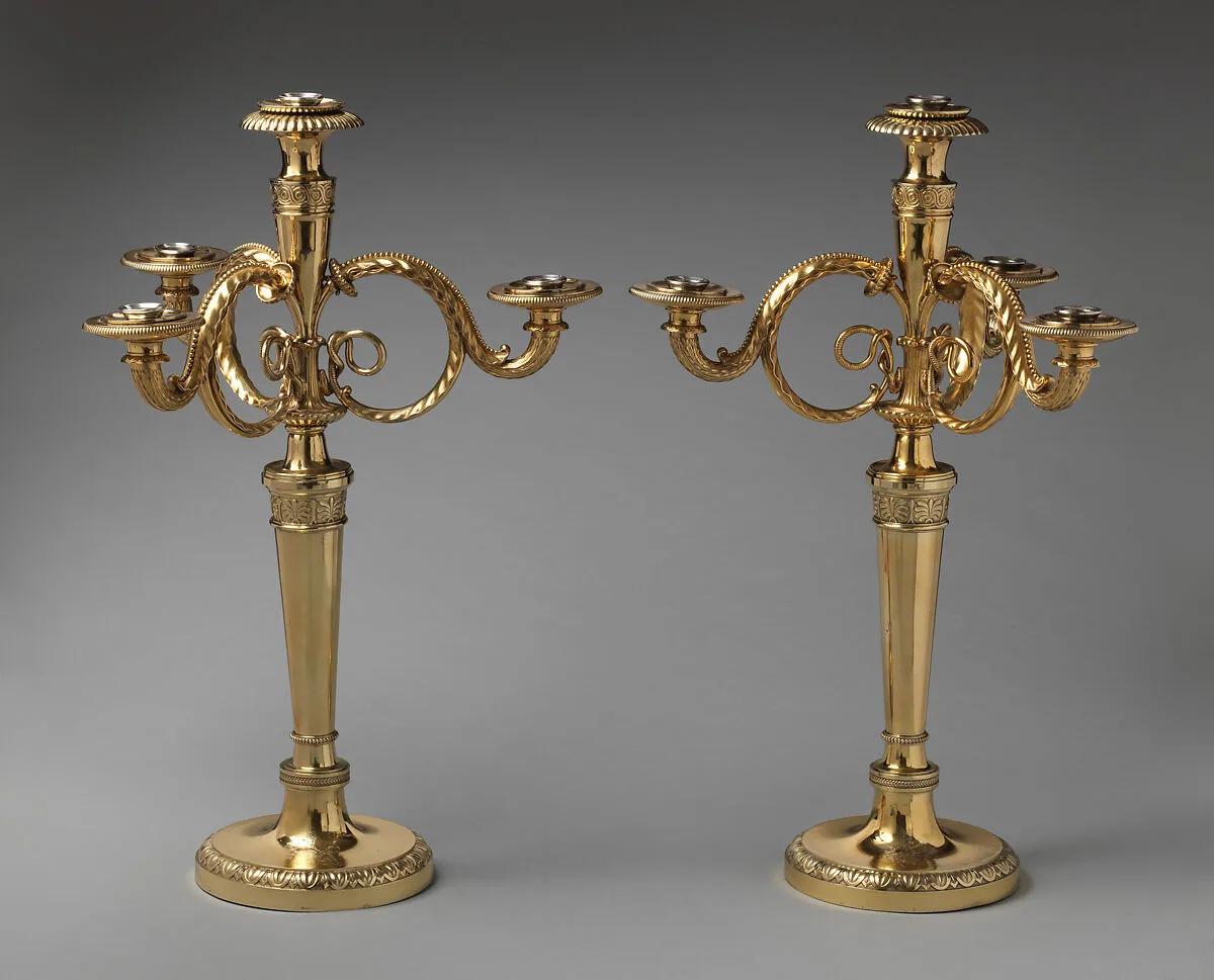 Pair of candelabra bearing the arms of the Duke of York (1763–1827) — Jean Guillaume Moitte|Henri Auguste