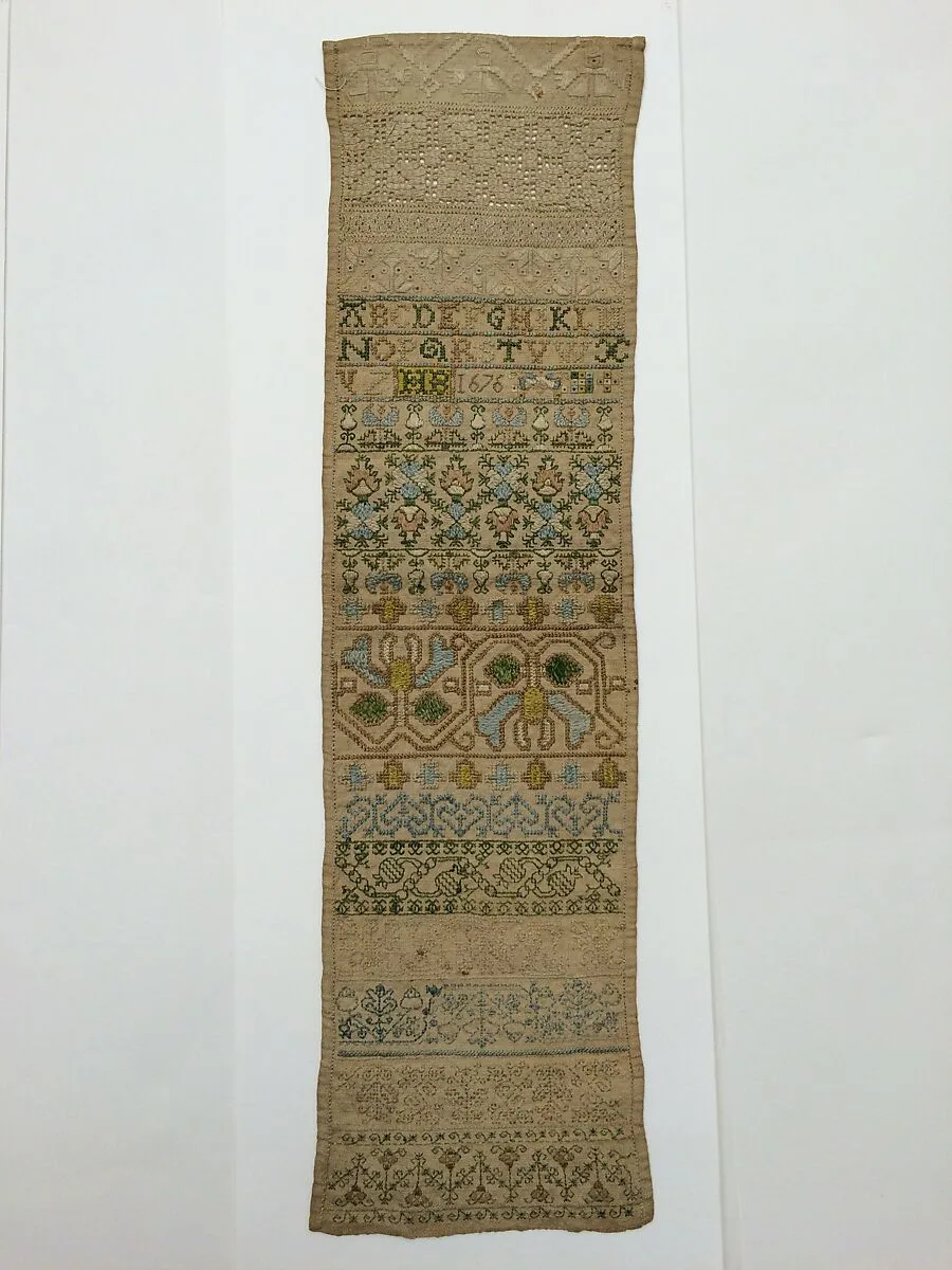 Embroidered band sampler — Unknown