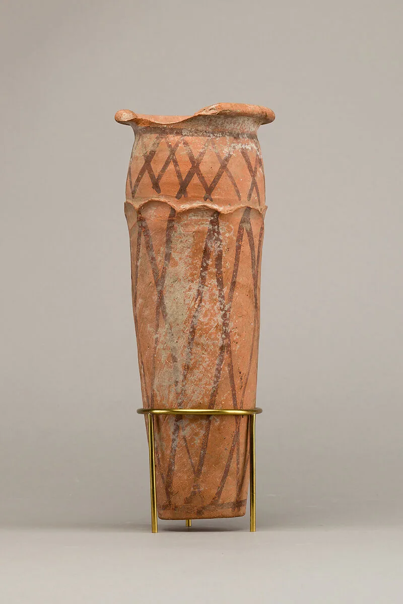 Wavy-handled jar with cross hatching design — Unknown