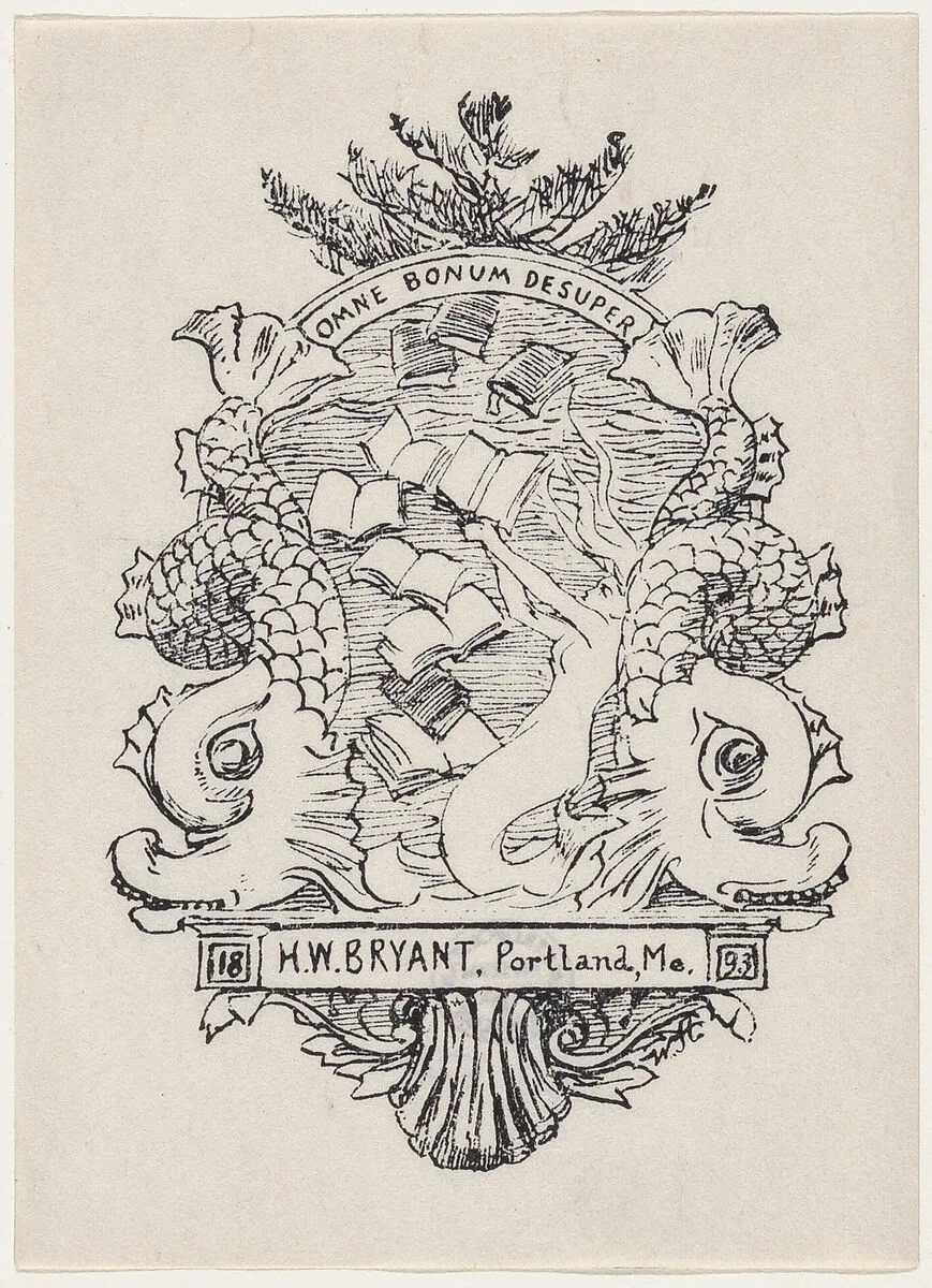 Bookplate for H. W. Bryant of Portland Maine — Winslow Homer