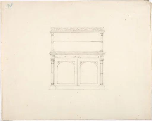 Design for a Gothic Style Mirrored Cabinet