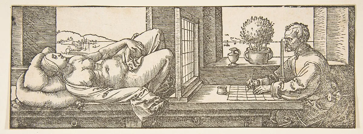 Draughtsman Making a Perspective Drawing of a Reclining Woman — Albrecht Dürer