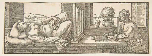 Draughtsman Making a Perspective Drawing of a Reclining Woman