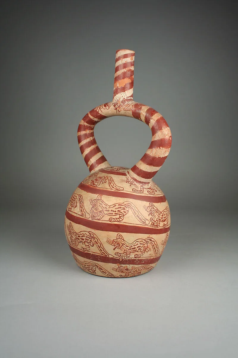 Stirrup Spout Bottle with Felines — Unknown