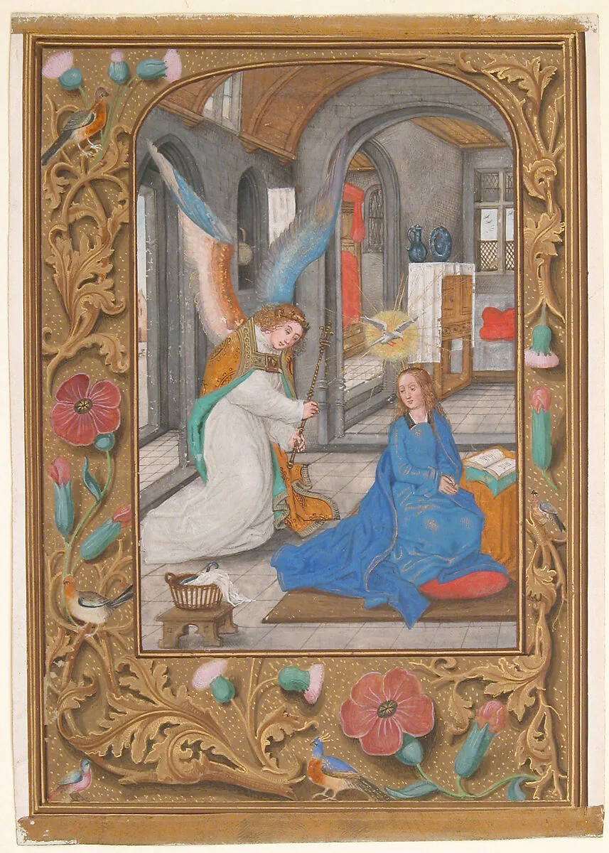 Manuscript Leaf with the Annunciation, from a Book of Hours — Unknown