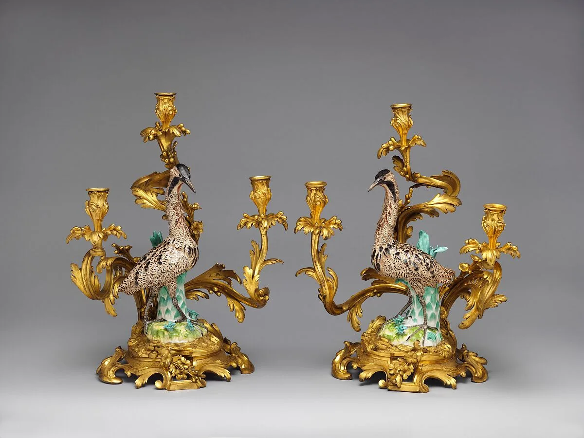 Three-light candelabra (candélabre or girandole) (one of a pair) — Johann Joachim Kändler|Meissen Manufactory