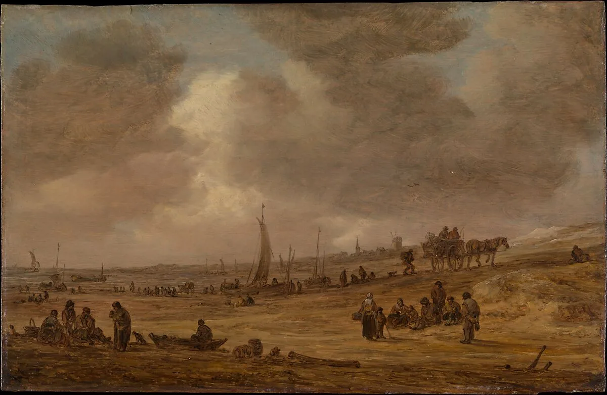 A Beach with Fishing Boats — Jan van Goyen