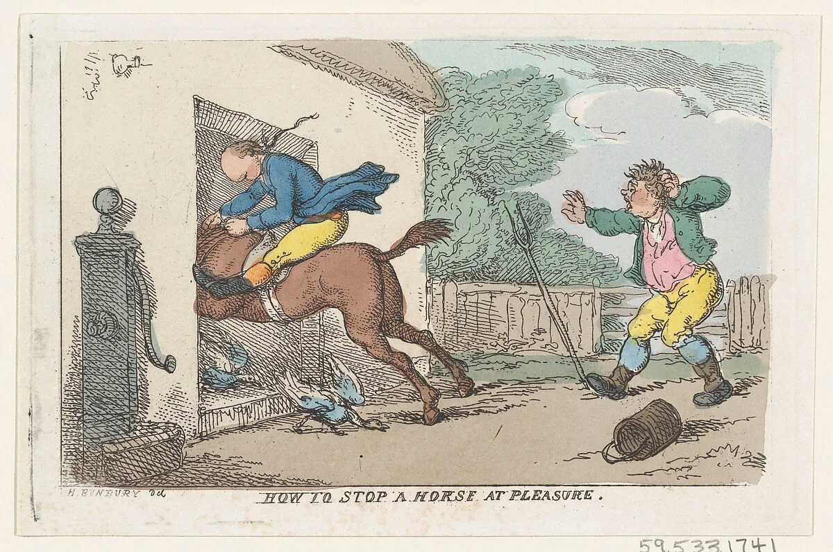 How to Stop a Horse at Pleasure — Thomas Rowlandson|Henry William Bunbury