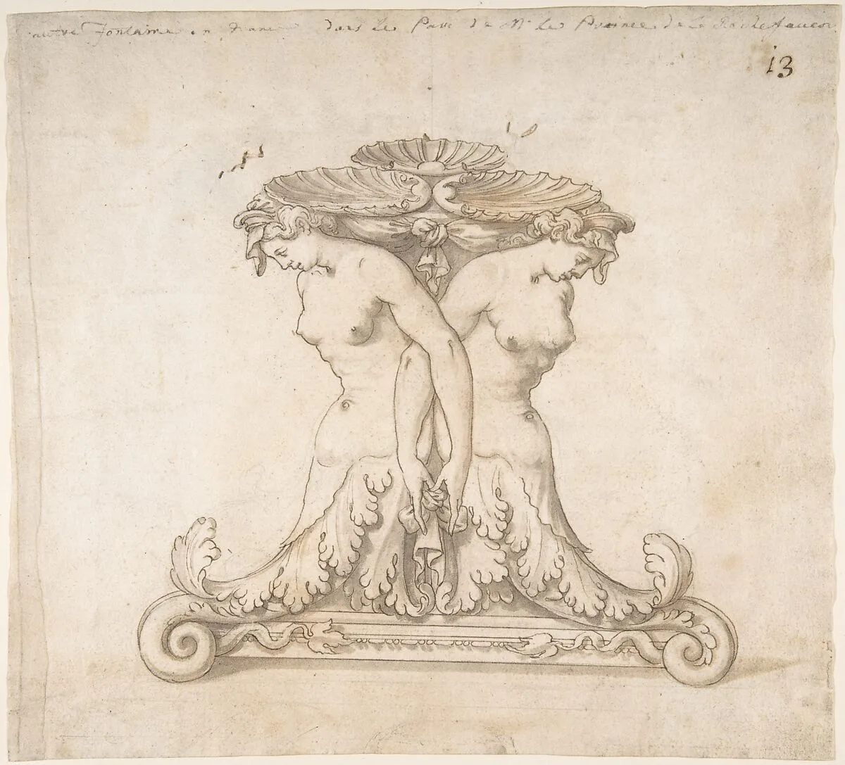 Drawing of a Fountain — Anonymous, French, 16th century