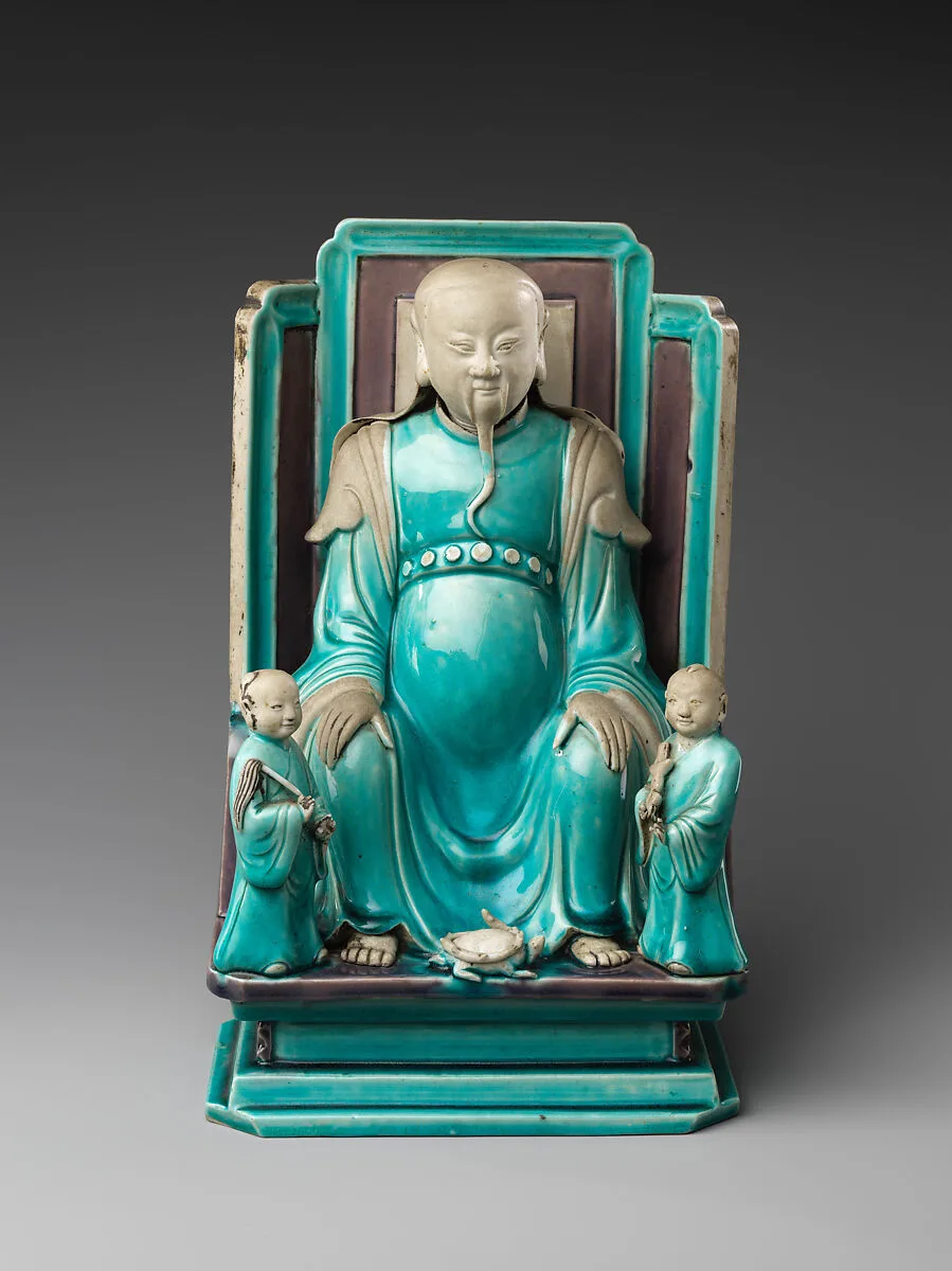 清 景德鎮窯法翠真武像|Daoist deity Zhenwu with two attendants — Unknown