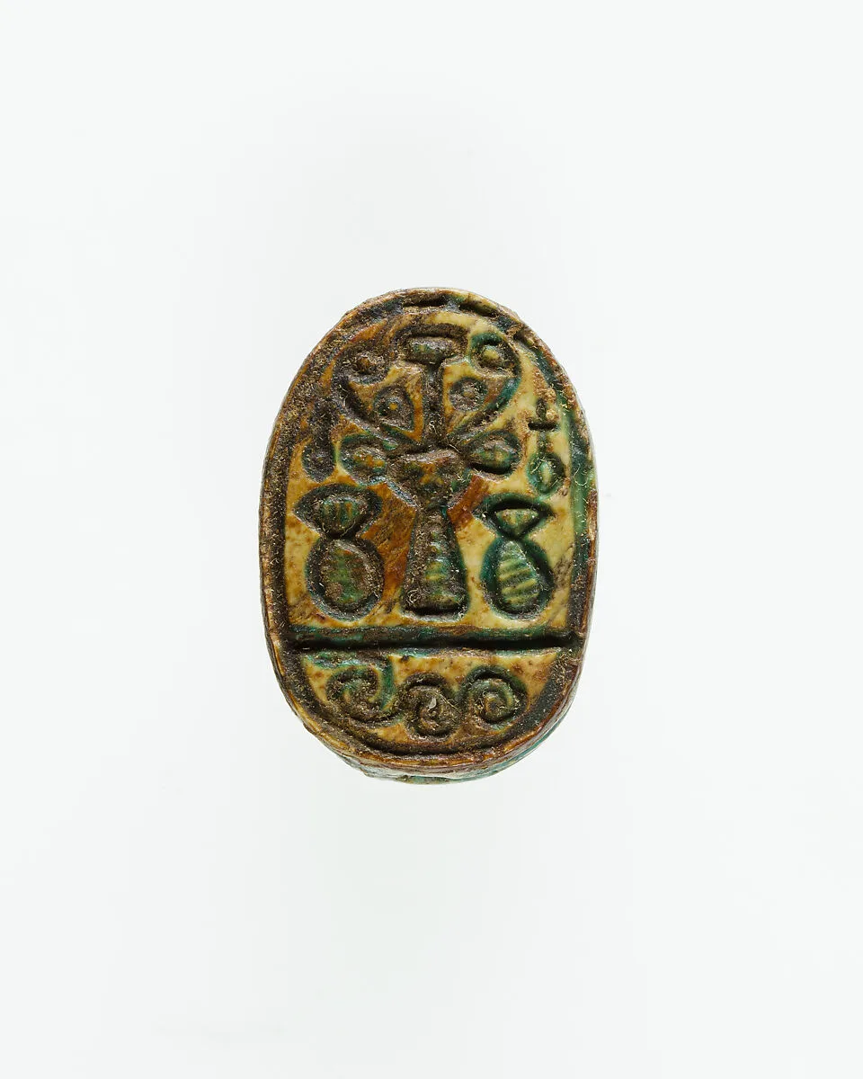 Scarab with Hieroglyphs and Hathor Sistrum — Unknown