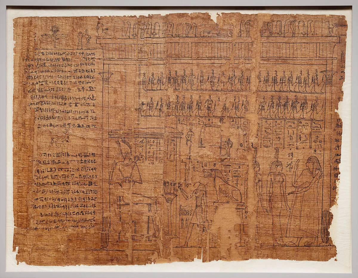 Part of a funerary papyrus showing the judgment before Osiris — Unknown